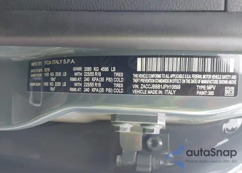 2018 Jeep Renegade Latitude 4X4 from USA, damaged, VIN ZACCJBBB1JPH10699